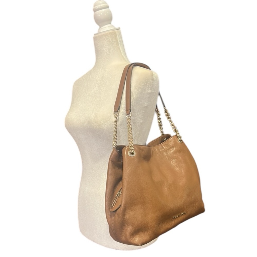Michael Kors Leather Chain Shoulder Bag Tan Brown - Picture 3 of 13